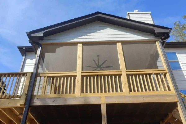 Screened-in porch with deck