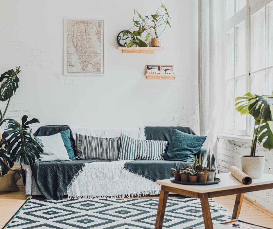 Indoor plants in the living room breathe life into a room.